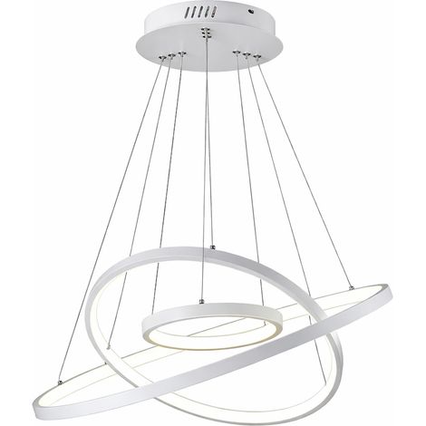 Lampadario LED Moderno a Sospensione con 3 Anelli, 51W 4080LM, CCT Switch luce calda, fredda e naturale, Lampada da Soffitto per Soggiorno Sala da Pranzo