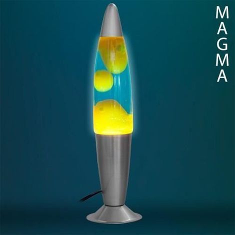 Lampe à lave Magma rouge - 34 x 9 cm, métal et verre, lampe de table décorative
