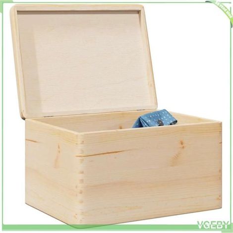 Boîte en bois - FAFEISY - 4017390 - Pin massif - Couvercle à charnière - 40x30x23 cm (1/5)