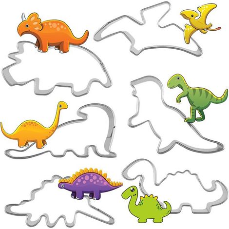 Moule à biscuits en forme de dinosaure, acier inoxydable, lot de 6 pièces, outil de pâtisserie (1/4)