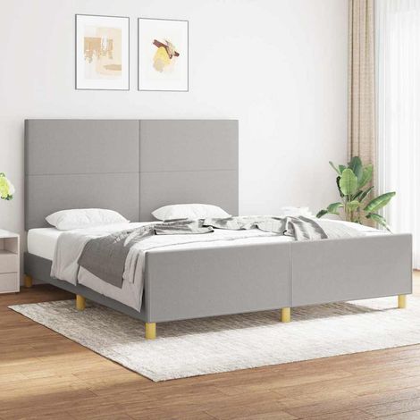 Cadre de lit sans matelas gris clair 180x200 cm tissu (1/5)