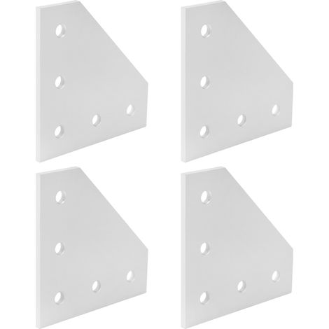 Plaque de jonction extérieure aluminium 5 trous pour profilé 3030L - Lot de 4 pièces