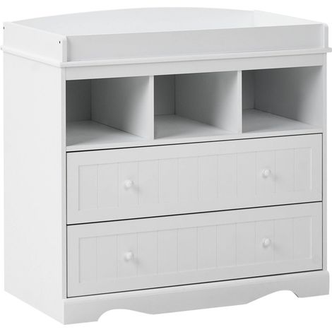 Fasciatoio con ripiani e cassetti in MDF bianco per cameretta Virden