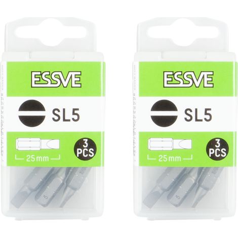 Set di 2 punte piatte di precisione ESSVE SL5 da 25 mm per cacciavite, 3 pezzi x2 (1/3)