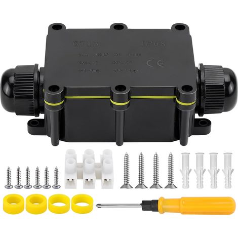 Boîte de Dérivation Étanche IP68 Boîte de Jonction Électrique 2 Voies Boîtier de Raccordement Connecteurs de Câbles Étanches pour Câble de Ø 4 à 15mm Diamètre (1/5)