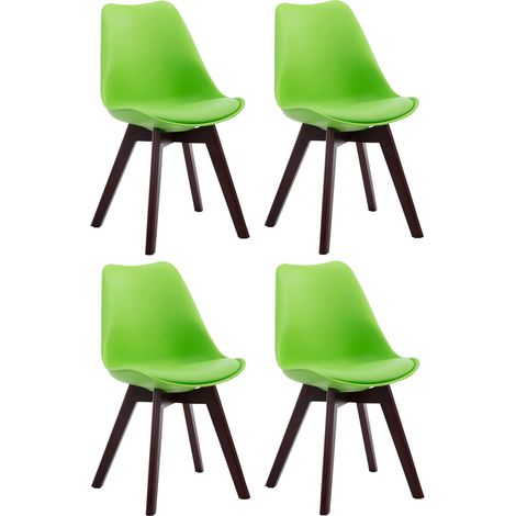 Set de 4 sillas de comedor Borneo en polipiel Verde Nogal