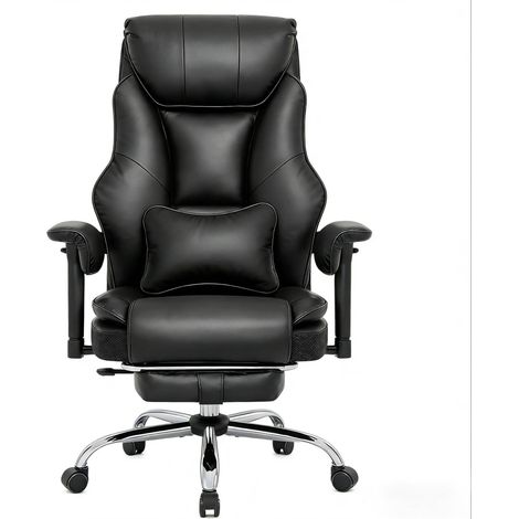Sedia da ufficio ergonomica nera con schienale alto, PU e metallo (1/5)