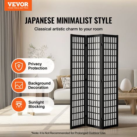 Cloison de Séparation Japonaise à 3 Panneaux, Séparateur de Pièce Pliable en Bois, Paravent de Confidentialité, pour Séparation de… (1/5)