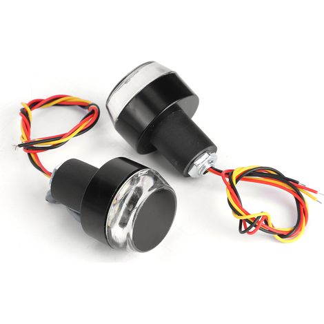 2 pièces Feux de guidon moto LED clignotants indicateurs embouts de poignée latéraux (Lumière blanche rouge) (1/5)