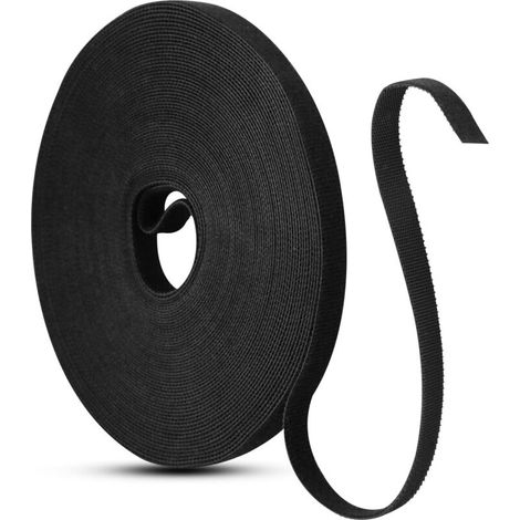 Attaches de câble de 15 m, attaches de câble de 10 mm, sangles de gestion des câbles, sangles en nylon noir réutilisables pour la maison, le bureau et le jardin (1/5)