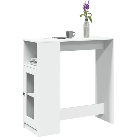 Bartisch mit Regal Weiß 101x40x103,5 cm Holzwerkstoff