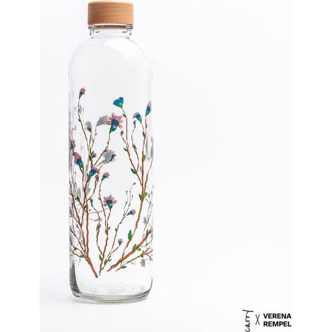 Bouteille en verre 1 L Gourde avec motif fleurs de cerisier pour maison et bureau - PANGIVO (1/5)
