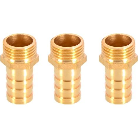 Lot de 3 raccords de tuyau cannelés en laiton 16 mm vers 1,27 cm mâle BSP fileté adaptateur de tuyau (1/3)