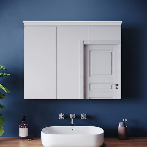 ELEGANT Bathroom Wall Cabinets Illuminated with Mirror Light 8K High-Brightness Mirror and Hydraulic Hinges, Three Door 800x600mm Stainless Steel