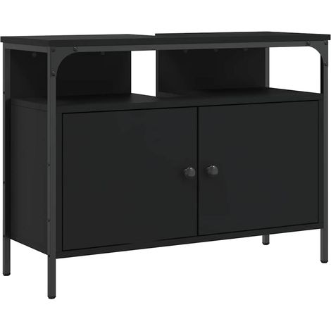 Armoire lavabo de salle de bain noir 80x30x60 cm