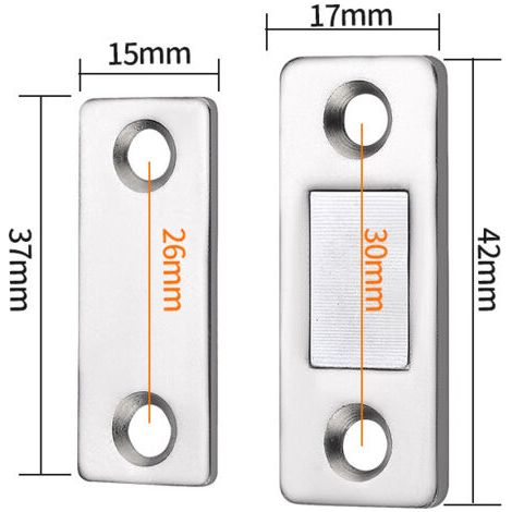 4 ensembles Loquet Magnetique Très Mince Loquets Magnétiques à Coller Aimant Fermeture Adhésif Meuble Aimant Puissant pour Porte Coulissante Tiroirs Fenêtre Aimanté Armoire(4217mm)