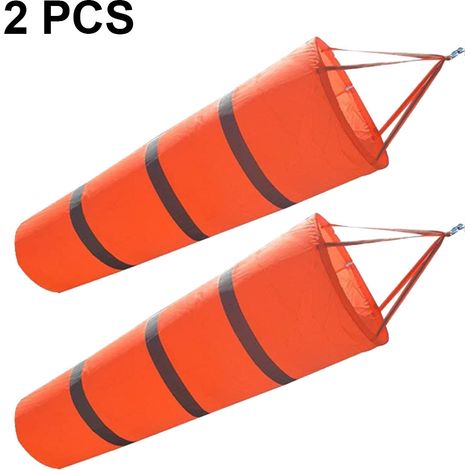 Manche À Air - Tissu Oxford - Bandes Réfléchissantes Orange Rouge Argenté - Pour Aéroports Sites Industriels Météorologie Agriculture - Lot De 2 (1/5)