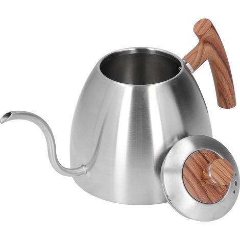 Bouilloire à filtre 800 ml, en acier inoxydable durable et antirouille, poignée en bakélite, design ergonomique, bec verseur en col de cygne (1/5)