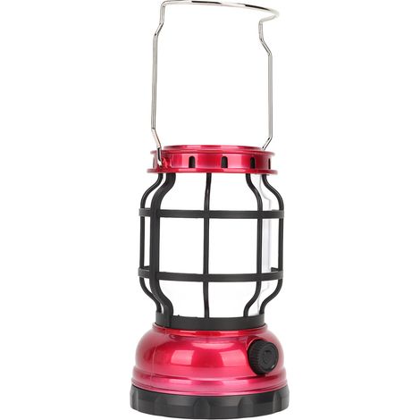 Lanterne de camping rouge portable en plastique ABS, rechargeable par USB et solaire, idéale pour le camping, la randonnée et les situations d'urgence. (1/5)