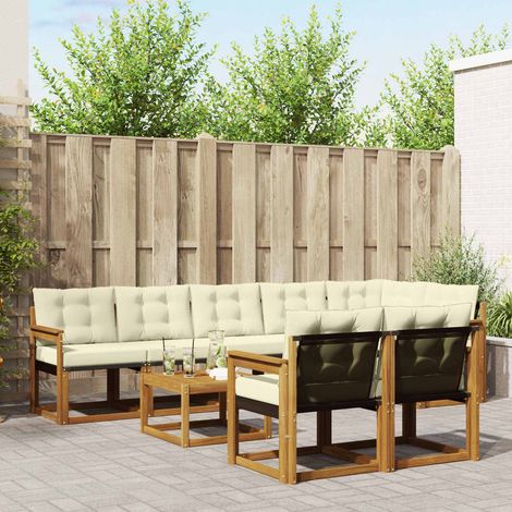 vidaXL Outdoor-Sofagarnitur mit Kissen 9 pcs Natur und Creme (1/5)