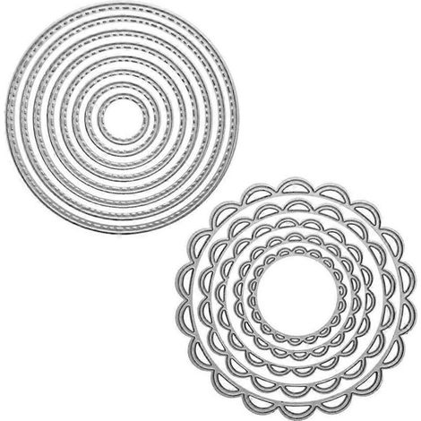Matrices de découpe rondes en métal avec cercles en dentelle, pochoirs pour scrapbooking, album DIY, tampons, cartes en papier, gaufrage et décoration. (1/5)
