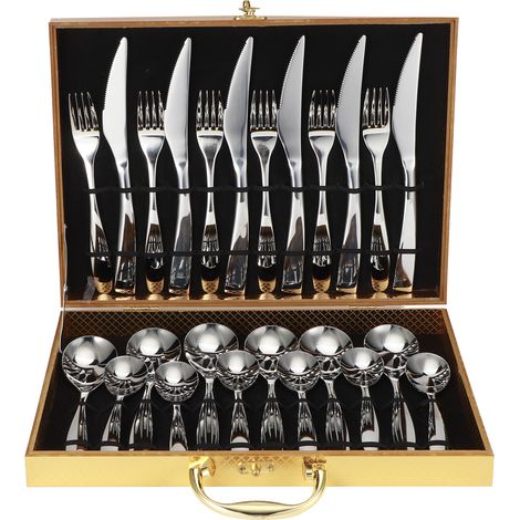 1 Ensemble de couverts, couteaux fourchettes cuillères, acier inoxydable 304, finition miroir, maison hôtel restaurant (1/5)