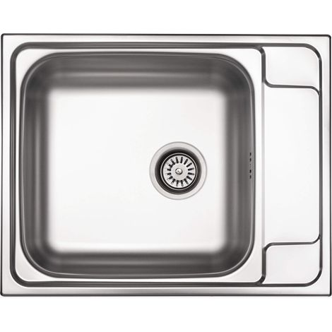 Lavello cucina a incasso in acciaio inox con 1 vasca e gocciolatoio 63x50 cm finitura satinato - Jaldy