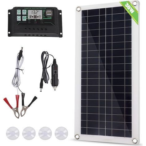 Panneau solaire 30 W, chargeur 30 A, kit de régulateur de tension en silicium polycristallin pour voiture, camping-car, bateau, remorque, kit de régulateur de charge, kit de panneau solaire (1/5)