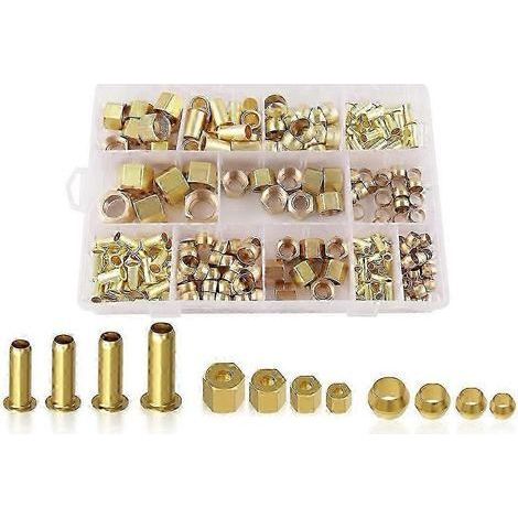 Kit de 220 raccords à compression en laiton, 4 tailles (1/4"/5/16"/3/8"/1/2"), connecteurs de plomberie (1/5)