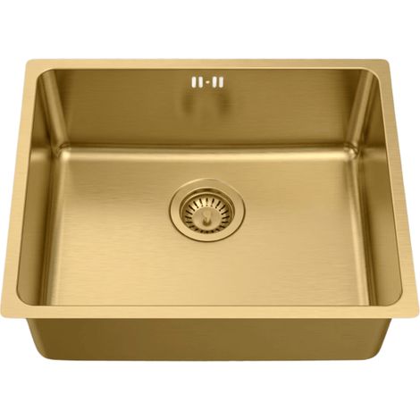 Essebagno Inoxa Spüle 1 Becken allein 54x44 aus gebürstetem goldfarbenem Edelstahl