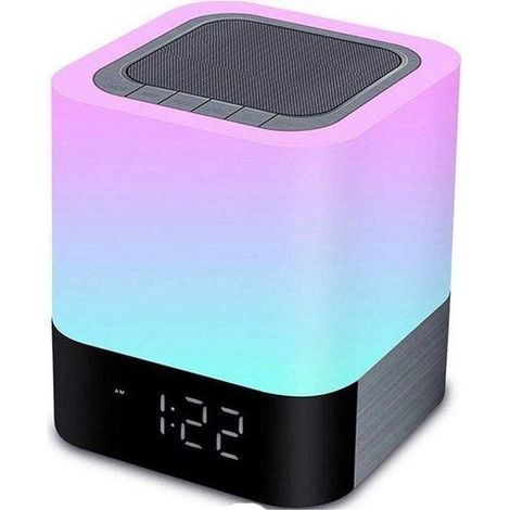 Réveil numérique à double alarme – Volume et luminosité réglables – Écran LED multicolore avec veilleuse – Fonction snooze et sauvegarde de la mémoire – Noir (1/5)