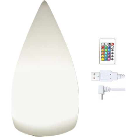 Veilleuse rechargeable en forme de goutte, 16 couleurs avec télécommande, éclairage de table robuste avec construction moderne, décoration d'intérieur élégante avec design élégant, veilleuse (1/5)