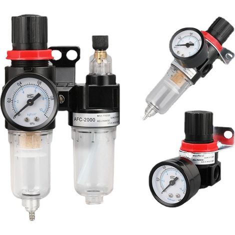 1/4"-AFR-Druckreduzierluftfilter, Druck- und Feuchtigkeitsabscheidung, Öl-Wasser-Schmierstoffgeber, Abscheider, Druckminderer, pneumatischer Gaskompressor, Instrumentenanschluss (1/2)