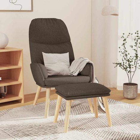 vidaXL Chaise de relaxation avec tabouret Taupe Tissu (1/5)