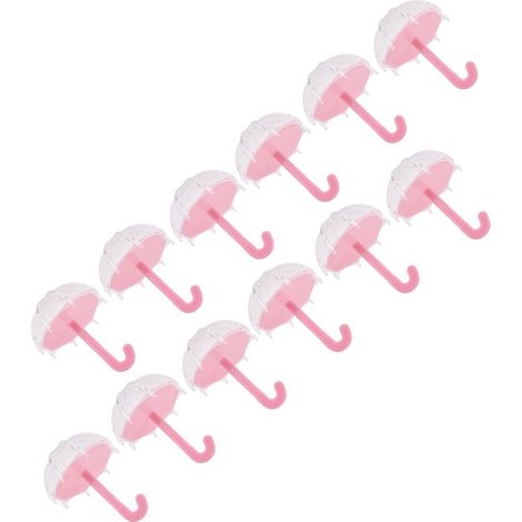 Lot de 12 boîtes à bonbons en forme de parapluie, en plastique rose, pour décoration de mariage et de fête. (1/5)