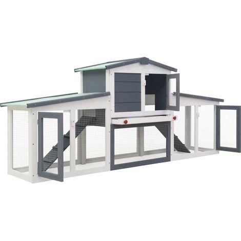 INLIFE Clapier large d'extérieur Gris et blanc 204x45x85 cm Bois (1/5)