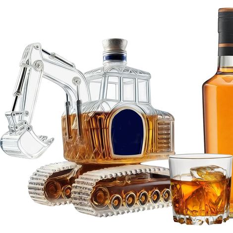 Bouteille à whisky – Distributeur de 350 ml en forme d'excavatrice Récipient de stockage pour homme, papa, père, maison, bar, anniversaire, mariage, pendaison de crémaillère (1/5)