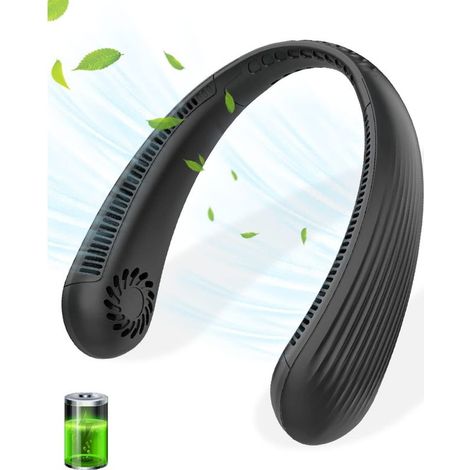 Ventilateur de Cou Portable Sans Pale, Ventilateur Nuque Silencieux Mains Libres, Batterie 3000mAh Rechargeable USB Autonomie Jusqu'à 8 Heures et 3 Vitesses, Léger pour Voyage Camping Travail (1/5)