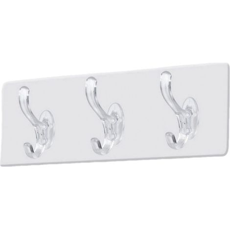 Wall Mounted Coat Rack PVC Strong Stable Multifunctional Simple Wall Hanger with 3 Hooks for Clothes Hats (1/5)