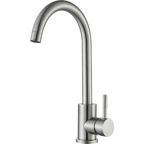 Robinet Cuisine Flexible Pivotant à 360° Col de Cygne Mitigeur Cuisine Robinetterie de Cuisine Monocommande Robinet Evier de Cuisine Froide et Chaud Nickel Brossé (1/5)
