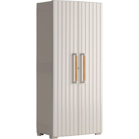 Keter – Armoire de jardin 180cm x 80cm x 45cm – Imperméable IPX – Tablettes réglables 30kg – Design moderne effet bois