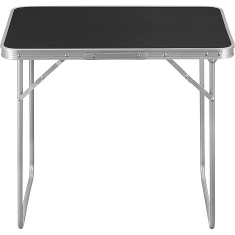 Mesa plegable ultraligera 70 x 50 x 60 cm de aluminio, hierro y MDF negra MODENUIT (1/5)