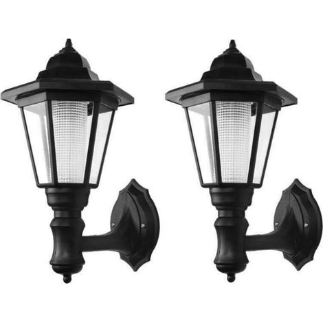 Lot de 2 appliques solaires murales vintage étanches, luminaire LED extérieur avec kit de fixation murale pour la maison, sans câblage requis (1/5)