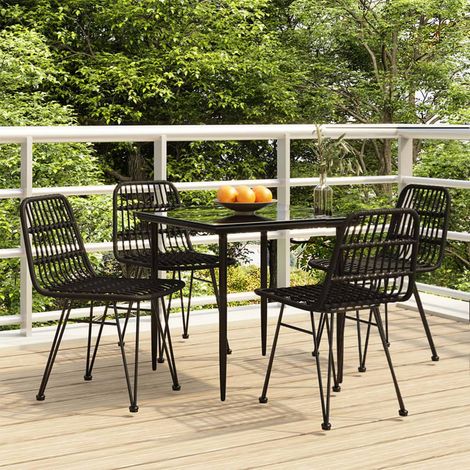 5-tlg. Garten-Essgruppe Schwarz Poly Rattan