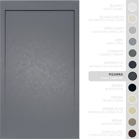 SOULBATH Receveur de Douche Ultra-Plat Antidérapant – Résine Gel Coat - Texture Lisse/Pierre – ARDOISE - 160X70 - Grille intégré même couleur (1/5)