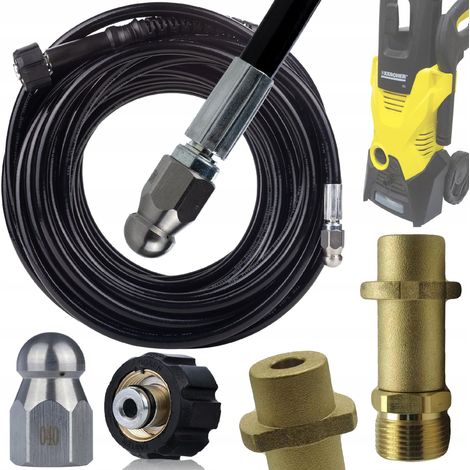 Tubo Alta Pressione 20m con Ugello 3-Getti – Compatibile con Idropulitrice Kärcher K2–K7 Filettatura M22 Pressione Max 160 Bar (1/5)