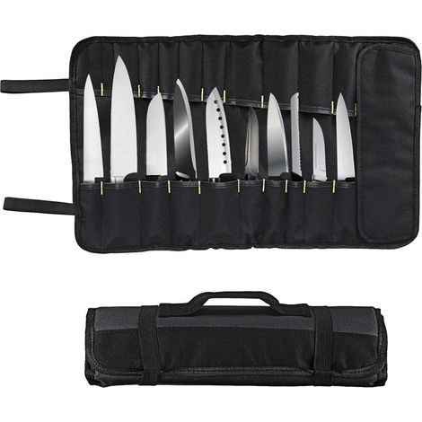 Sac de rangement pour couteaux - Ensemble de cuisine - Étui à couteaux de chef - Sac à couteaux à 11 compartiments avec poignée - Étui à couteaux de chef - Étui de voyage pour ustensiles (1/5)