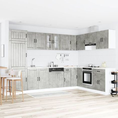 Meuble Sous Évier LUCCA 2 Pièces Gris Béton 80 x 46 x 81,5 cm En Bois D'ingénierie (1/4)