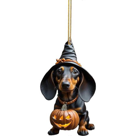 Lindo colgante de perro acrílico para decoración navideña, colgante de decoración navideña de dibujos animados, colgante para árbol de Navidad, decoración navideña de 8 cm. (1/5)