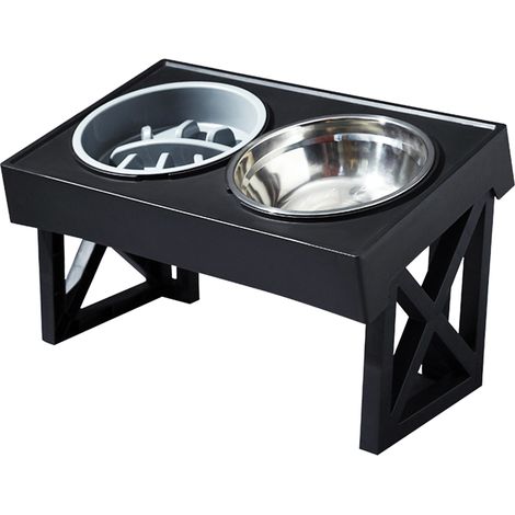 Height Adjustable Elevated Pet Feeder with Two Bowls and Stand (1/5)